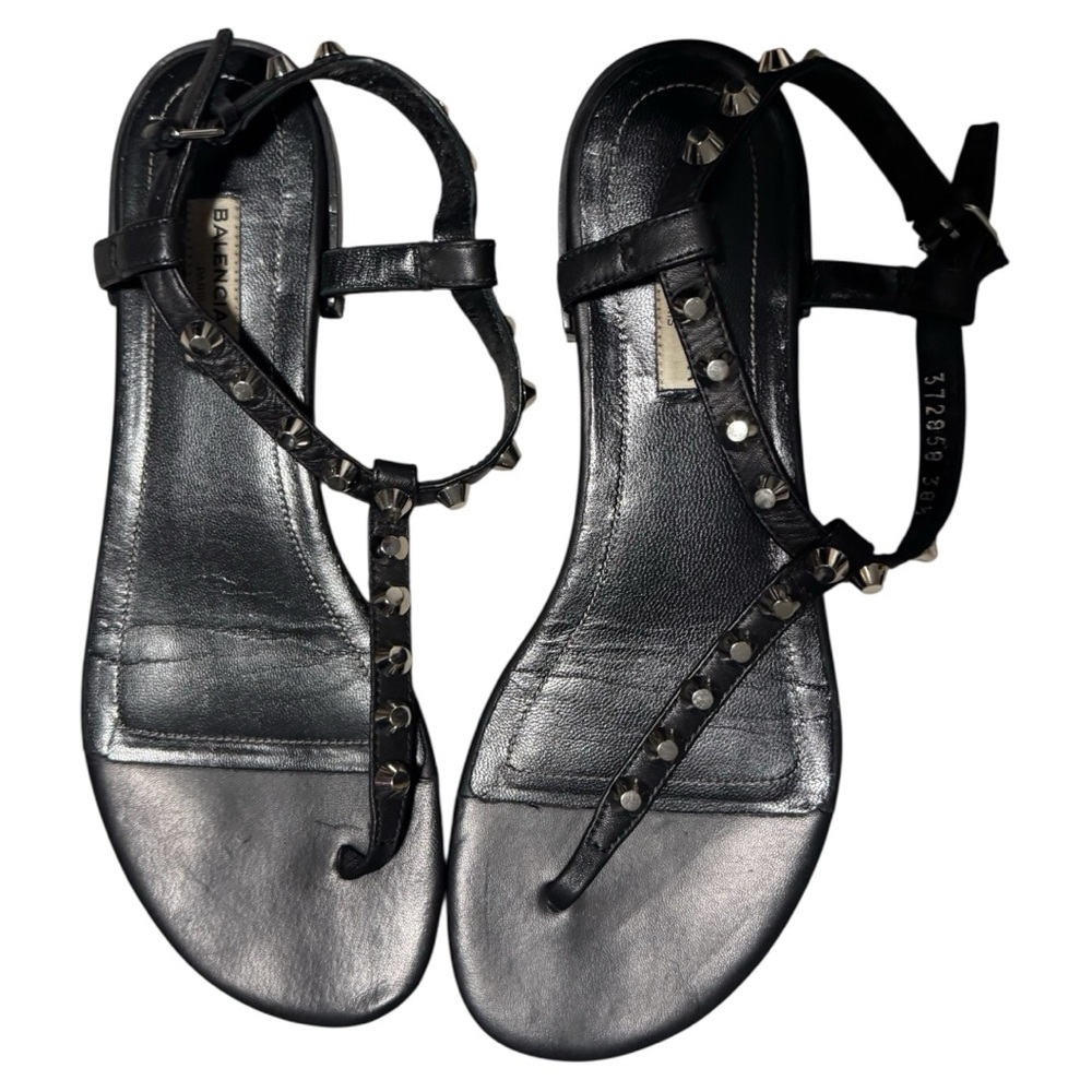 Balenciaga Black Leather Studded Sandals